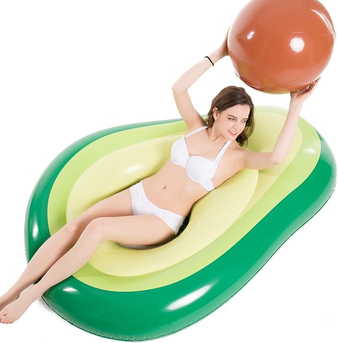 Jasonwell Inflatable Avocado Pool Float Floatie with Ball Water Fun Large Blow Up Summer Beach Swimming Floaty Party Toys Lounge Raft for Kids Adults (XL)