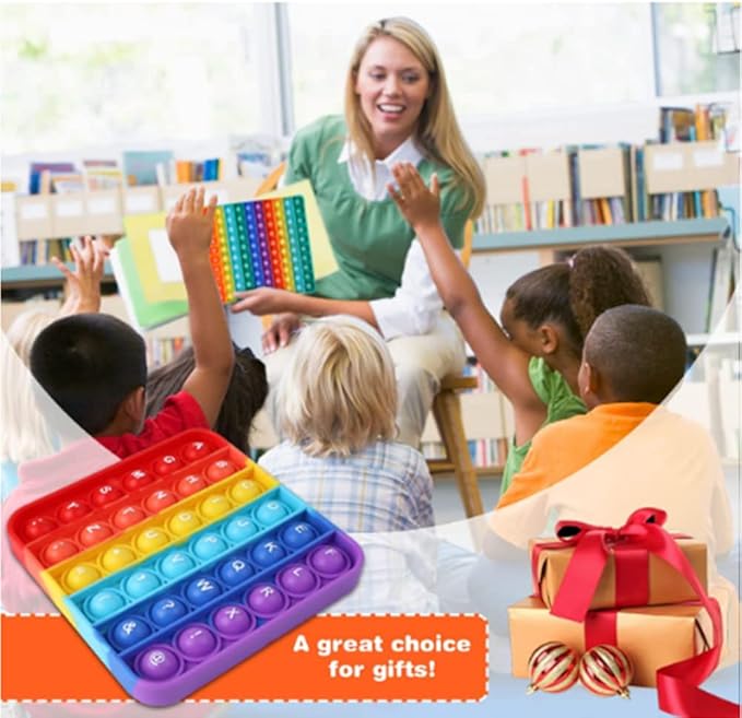 AK-SHIP 2 in 1 Fidget Toys, ABC Learning and Educational Toys, Poppers Fidget Toys,AK-SHIP Stress Relief, Autism Sensory Toys [26 Letters on One Side | Numbers 1-30 on The Other Side] (1 Pack)