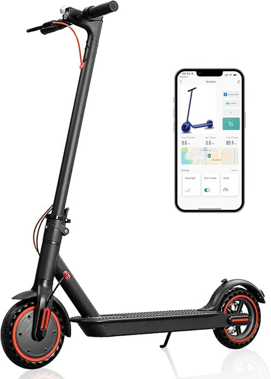 Adults Electric Scooter with App Control，8.5"/10" Tires, 19/22Mph, 350W/500W Motor, 21-28 Miles Range, Folding E-Scooter with Dual Suspension and Braking System (W4-16miles-350W)