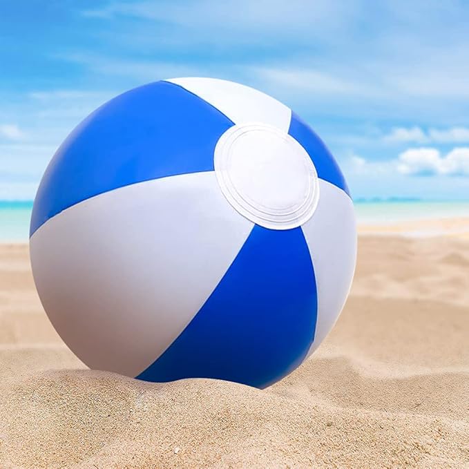 ArtCreativity 16 Inch Blue & White Beach Balls for Kids, Pack of 12, Inflatable Summer Toys for Boys and Girls, Decorations for Hawaiian, Beach, and Pool Party, Beach Ball Party Favors