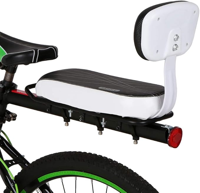 Lixada Bicycle Back Seat Cycling Bike Mountain Bike PU Leather Soft Cushion Rear Rack Seat with Back Rest