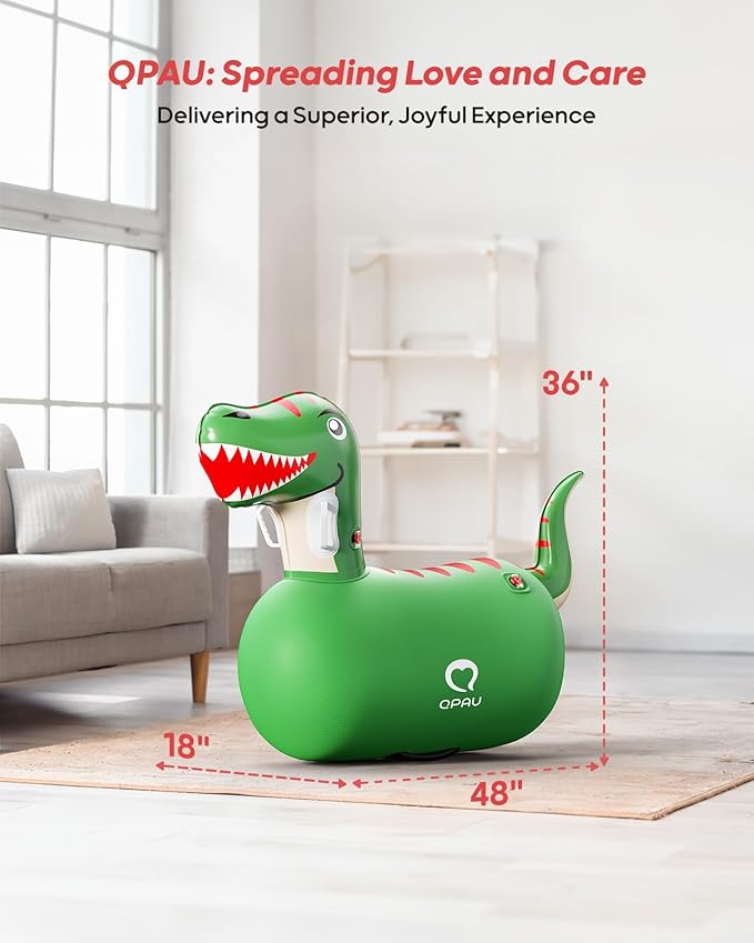 QPAU Inflatable Bouncy Dinosaur Toys 2 PCS with Hand Pump, Heavy Duty Giant Bouncy Pal, 220lbs Load Capacity, Ride On Bouncy Animal Hopper Toy, Indoor Outdoor Bouncers for Kids Girls Boys Ages 5+