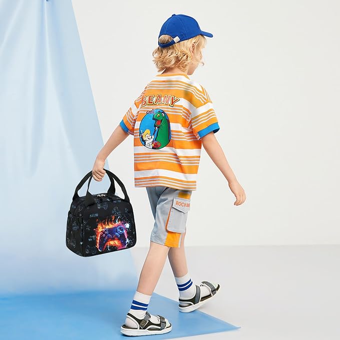 Lunch Box Kids Insulated Lunch Bag Large Reusable Leakproof Cooler Lunch Bags for Boys Girls School Travel Picnic (Gaming Controller)