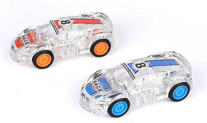 LED Light Up Pull Back Car Toys, Push and Go Race Car 2 Pack，Suitable for Toddlers 3 4 5 6 7 8 Year Old Kids for Boys and Girls Birthday Party Gift
