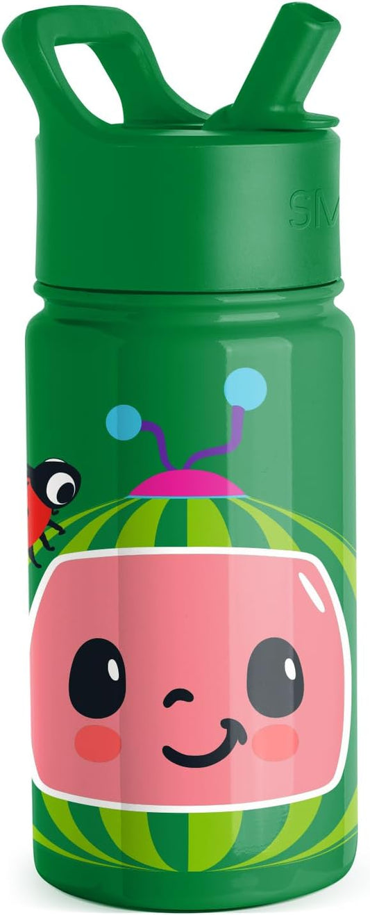 Simple Modern Kids Summit Water Bottle with Straw Lid | CoComelon 14oz Stainless Steel Cup Insulated Tumbler for Toddlers, School | CoComelon Watermelon