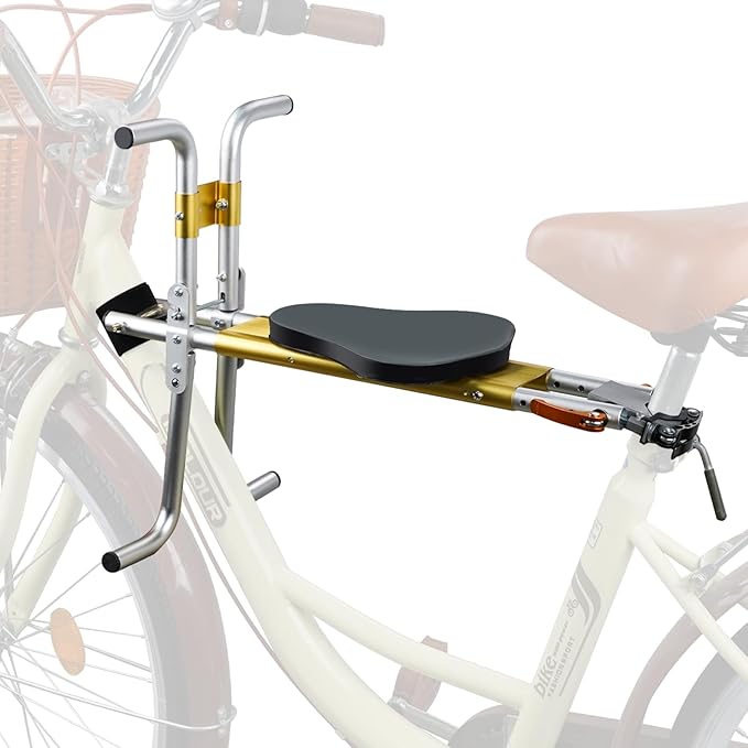 Kids Bike Seat, New Aluminum Alloy Child Bike Seat, Portable Foldable Front Mounted Child Bicycle Seats, Mountain Bike Child Safety Seat Suitable for Hybrid Cruiser Bicycles and City Bicycles