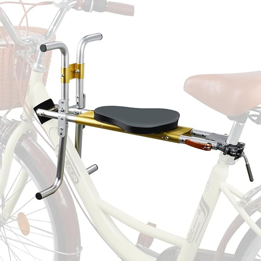 Kids Bike Seat, New Aluminum Alloy Child Bike Seat, Portable Foldable Front Mounted Child Bicycle Seats, Mountain Bike Child Safety Seat Suitable for Hybrid Cruiser Bicycles and City Bicycles