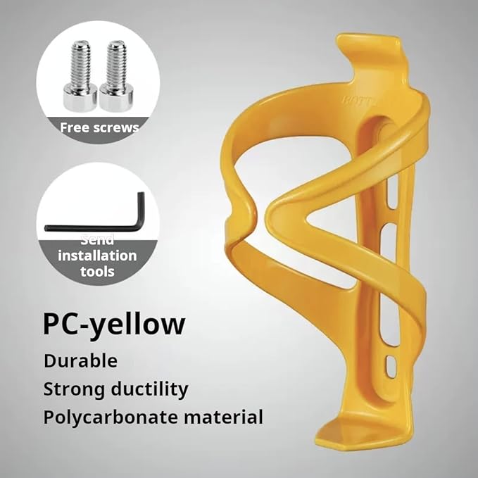 Lightweight Bicycle Water Bottle Holder - Secure, Versatile, and Stylish Bike Universal Drink Cage, Cycling, Road/Mountain Bikes (Yellow)