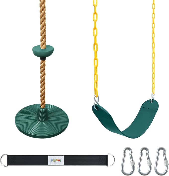 ZNCMRR Tree Swing Climbing Rope, Heavy Duty Swings Seat Replacement for Kids Disc Rope Climbing Swing Seat for Tree Indoor Outdoor Playground Swings Set Accessories(Green)