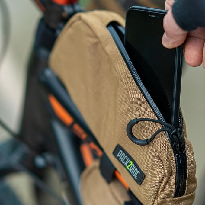 Toprock Frame Bag - Water Resistant, Durable Cordura Fabric & Bicycle Daily Essentials Holder - Top Tube, Frame Storage, Bikepacking for Road, Gravel Cycling - Coyote (1 L)