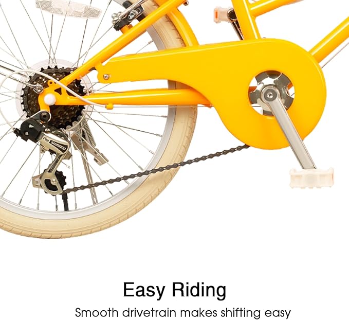 Glerc 20 24 26 Inch Beach Cruiser Bike, 6-Speed Hybrid City Bicycle for Girls Youth and Over 6 Years Old, Missy Bike with Wicker Basket & Lightweight, Multiple Colors