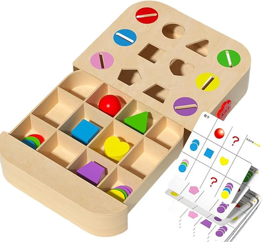 Wooden Shape Sorter, Educational Learning Toy, Color Sorting Activity Game, Sturdy Safe Design for Early Childhood Development, Perfect for Preschool Learning Baby Girl Toddler Boy Kid Birthday