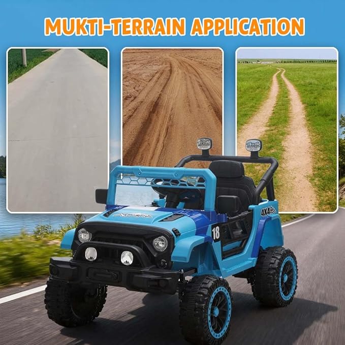 12V Kids Car, 4x4 Electric Car for Kids with Remote Control, LED Headlights & Music, Ride-On Truck Toy Gift for Boys Girls 3-8 Years (Blue)