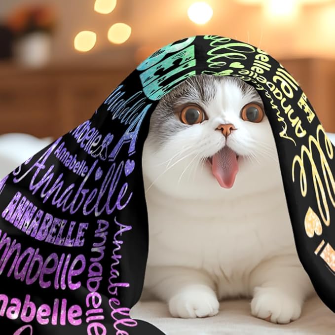 Custom Name Blanket Personalized Blanket for Girls - Printed in USA, Soft & Cozy Throw Blankets for Kids Adult Birthday