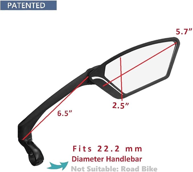 MEACHOW New Scratch Resistant Glass Lens,Handlebar Bike Mirror, Rotatable Safe Rearview Mirror, Bicycle Mirror,ME-010