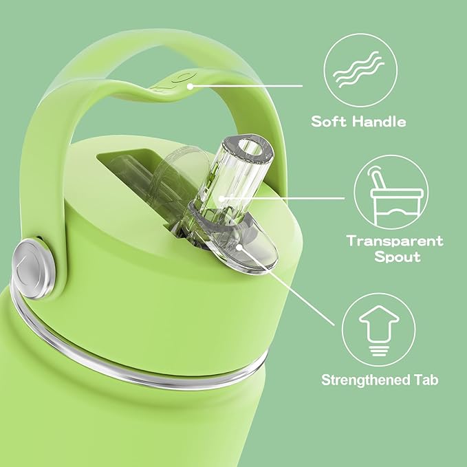 OISIZ Kids Water Bottle with Straw Lid 14oz, Vacuum Insulated 316 Stainless Steel Water Bottles for Kids for School, Leakproof Water Bottle, BPA Free and Keep Cold for 24 Hours