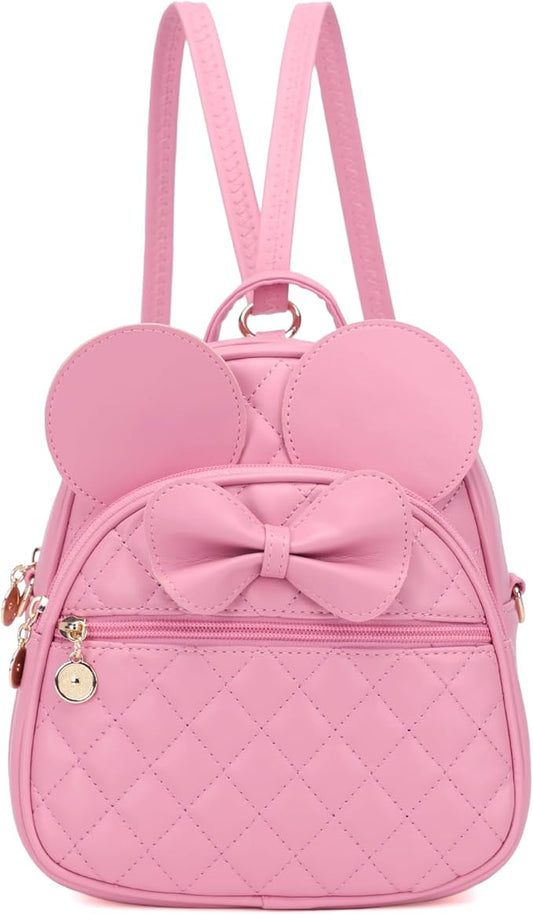KL928 Girls Mini Backpack Bowknot Polka Dot Cute Small Daypacks Convertible Shoulder Bag Purse for Women