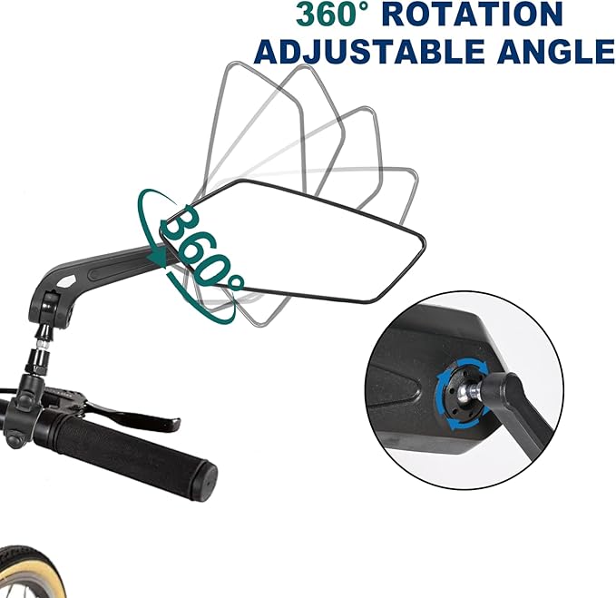 Pair Of Bike Mirrors, Bike Mirrors For Handlebars, 360-Degree Rotating Rear View Glass Lens, Safe Riding Mirrors, Scratch-Resistant Glass Lens, Universal Fitting Accessories