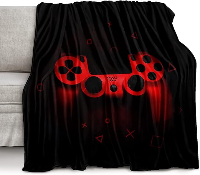 lirs Bedding Gaming Throw Blanket 80" x 60’’ Super Soft, Fleece, Gamer Gift for Couch Sofa for for Kids Boys Teens Video Game (MT-A06, 80’’x60)