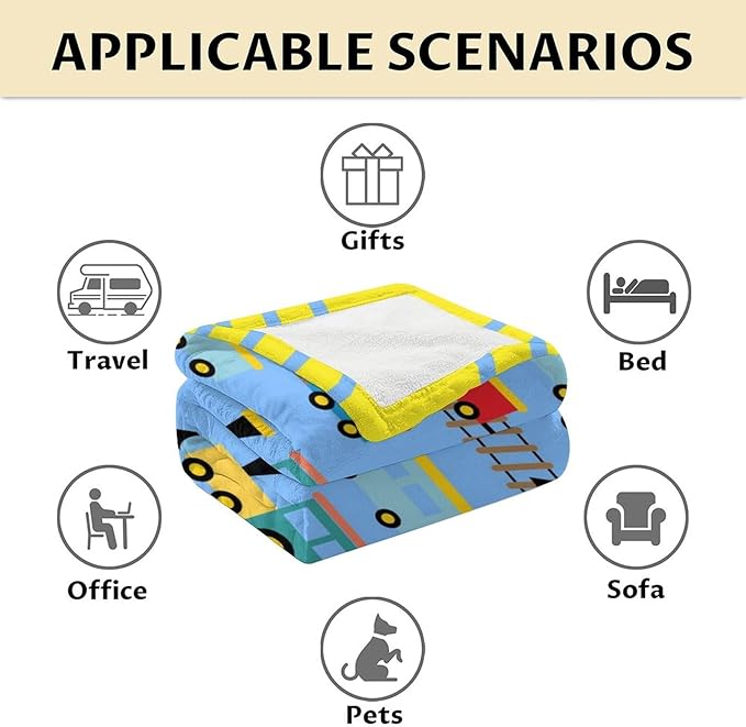 Train Gifts for Teen Boys 10-12 - Plush Fluffy Train Blanket - 50"x60" Inches Throw Size - Light Blue Cartoon Blankets