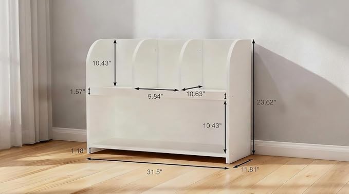 Kid Toy Bookcase,White Arch Kids Bookshelf for Toys and Books,Montessori Bookshelf for Nursery/Kids Room/playroom/Bedroom, Easy Assembly- White