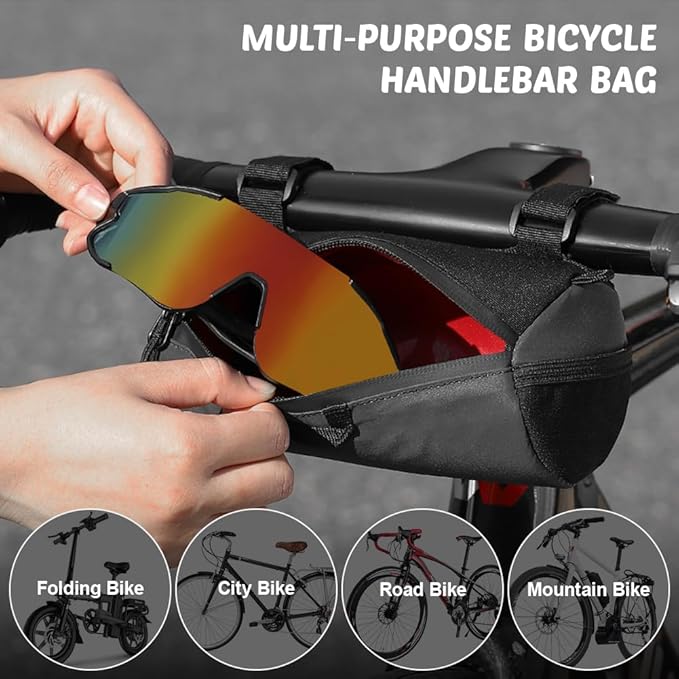 Bike Handlebar Bag Multifunctional Bike Bag Handlebar with Shoulder Strap, 1L Bike Front Bag with Reflective Area For Mountain Bikes, Road Bikes, Electric Bike