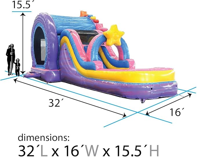 TentandTable Inflatable Bounce House Water Slide for Kids 5-12 Large, Commercial Grade Mega Bouncy Castle for Adults, Jump House, Includes Electric Air Blower, 32' L x 16' W x 15' H, Ferris Wheel