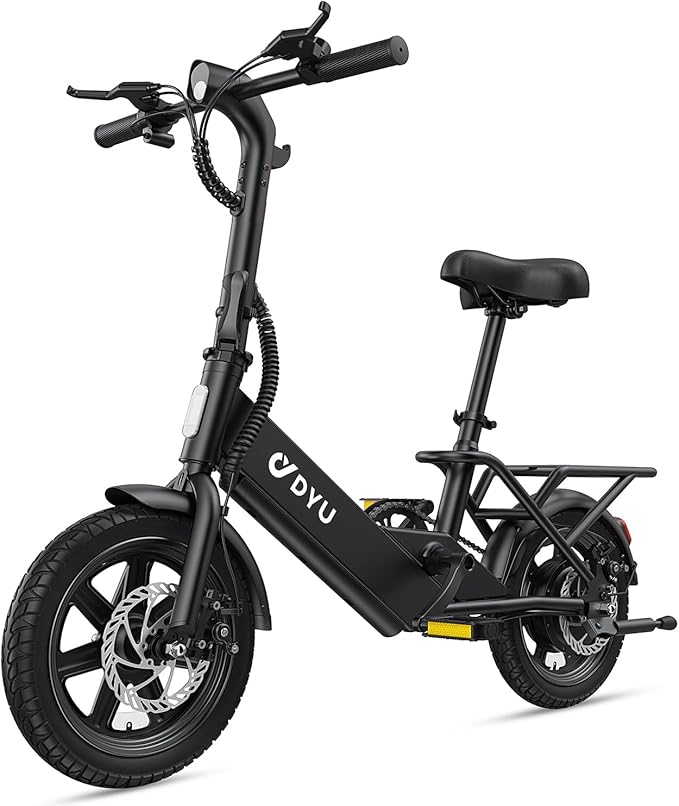 DYU Electric Bike for Adults Teens, Folding Electric Bicycle,Commuter City E-Bike with 350W Motor and 36V 7.8Ah Battery,3 Levels Assist, Dual Disc Brakes