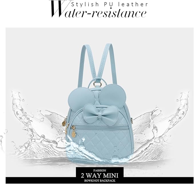 KL928 Girls Mini Backpack Bowknot Polka Dot Cute Small Daypacks Convertible Shoulder Bag Purse for Women