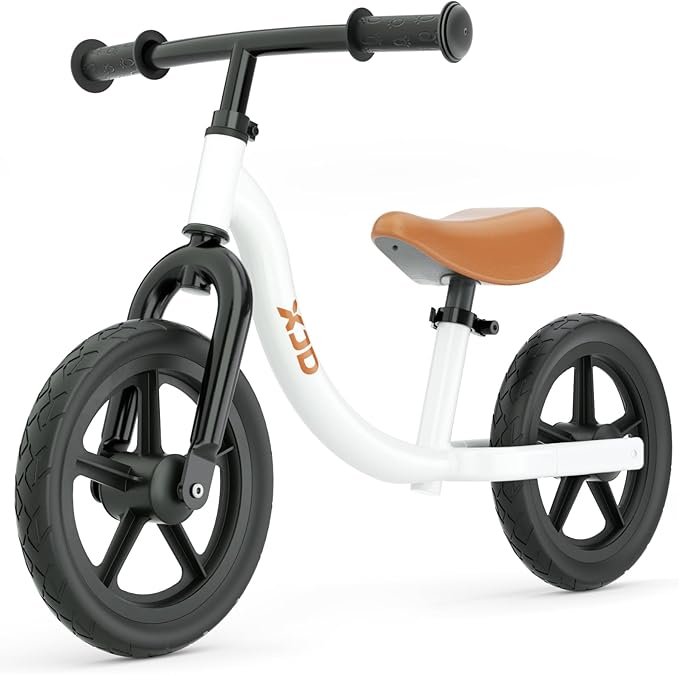 XJD Toddler Balance Bike 2 Year Old, 12 NCH No Pedal Bicycle for Girls Boys Ages 18 Months to 5 Years Old Toddler Training Push Bike Adjustable Seat (White)