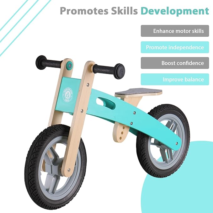 Wooden Toddler Balance Bike, Kids Balance Bike for 3 Year Old with Adjustable Seat, No Pedal Toddler Bicycle for Kids 3-5 for Boys and Girls Birthday Gifts Toys
