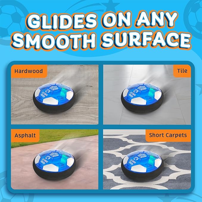 Let Loose Moose Hover Soccer Ball - Boys Birthday Gifts - Indoor Hoover Balls for Kids Age 6, 7, 8, 9, 10, 11, 12 Year Old - Light-Up Toy Game for Kid - 6-8, 8-12 - Rechargeable - with 2 Goals