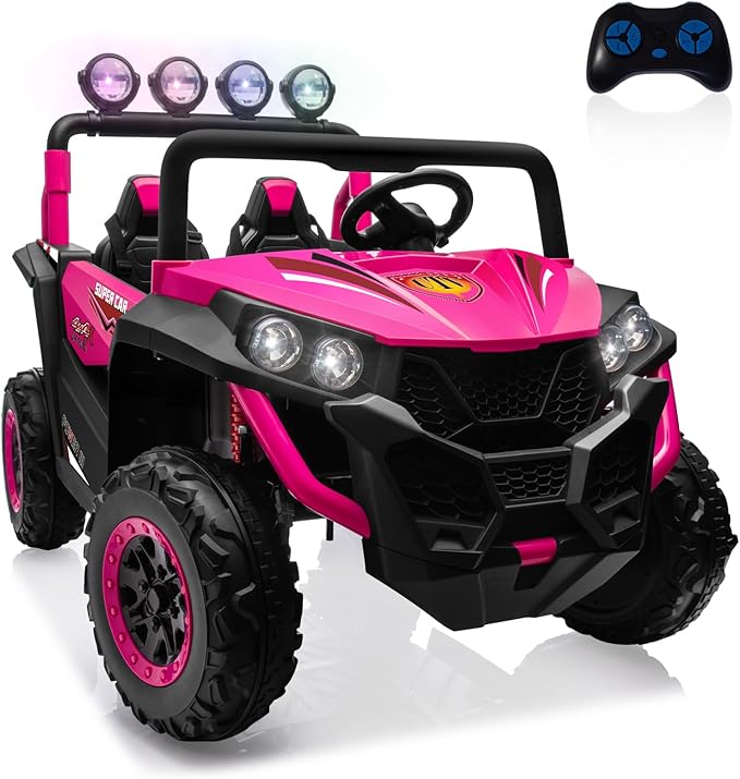 OTTARO 2 Seater Ride on Car Truck,24V Electric Vehicle Car for Kids 3-8 Years,200W Motors,4 Shock Absorbers, Music Play,Bright Light, Remote Control(Pink)