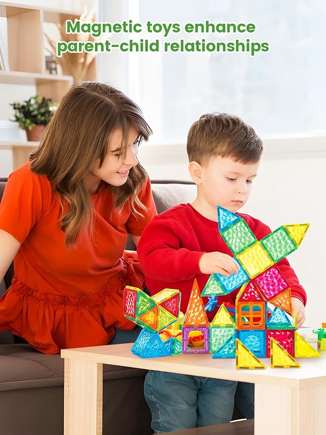 Magnetic Tiles - 3D Building Blocks for Toddlers 1-3 & Kids Ages 4-8, STEM Educational Magnetic Toys