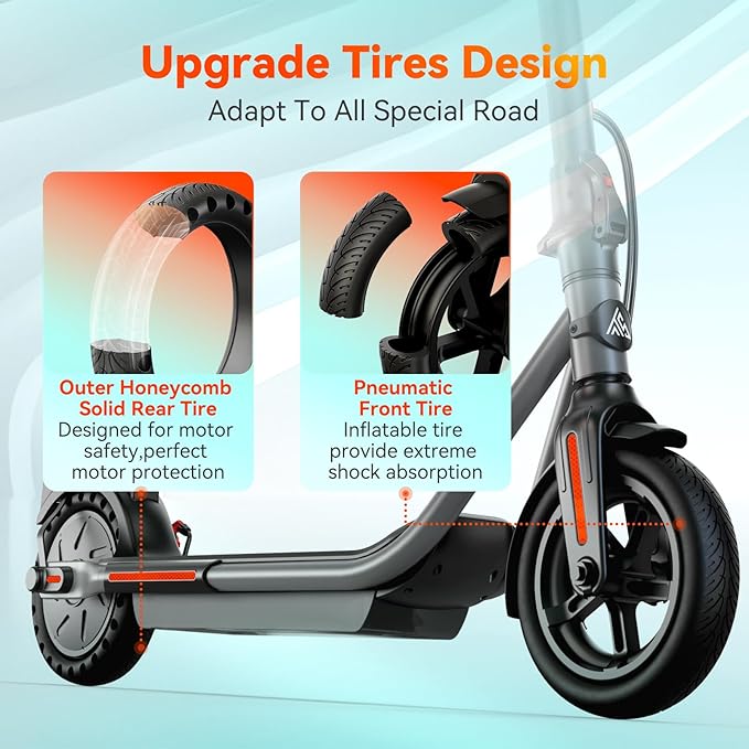 TST Electric Scooter for Adult, Up to 19 MPH and 20 Miles Long Range E Scooter, 8.5"/10" Solid and Pneumatic Tire, Portable Folding EScooter with Dual Brakes, Commuting Escooter App Control
