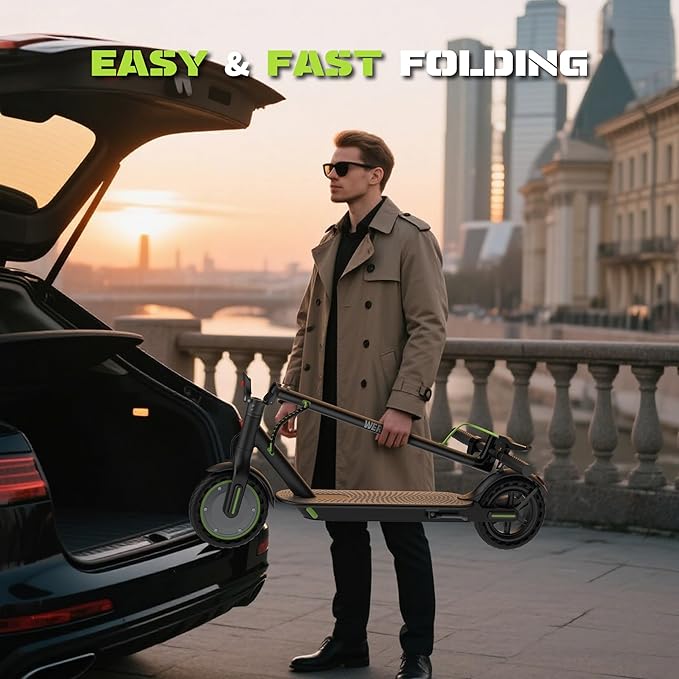 Electric Scooter, 350W/500W Powerful Motor, 19/22 MPH Max Speed, 15/21/28 Miles Range, with 8.5"/10" Solid Tires, Lightweight Foldable Kick Scooter with Dual Braking Systems, Smart APP, Cruise Control