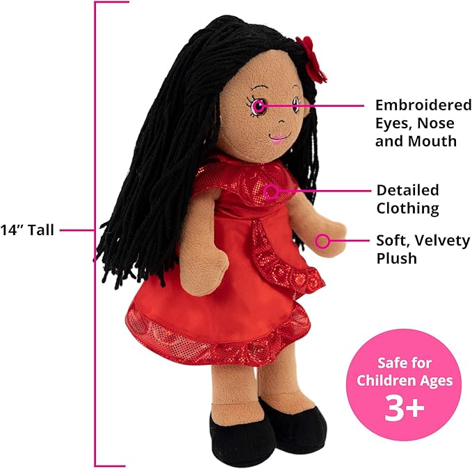 Playtime by Eimmie 14" Soft Baby Doll for Girls (Julie) - Plush Rag Doll for Toddlers & Infants, Washable Stuffed Toy with Sensory Fabric Body - Great for Baby Showers, Birthdays & Special Occasions