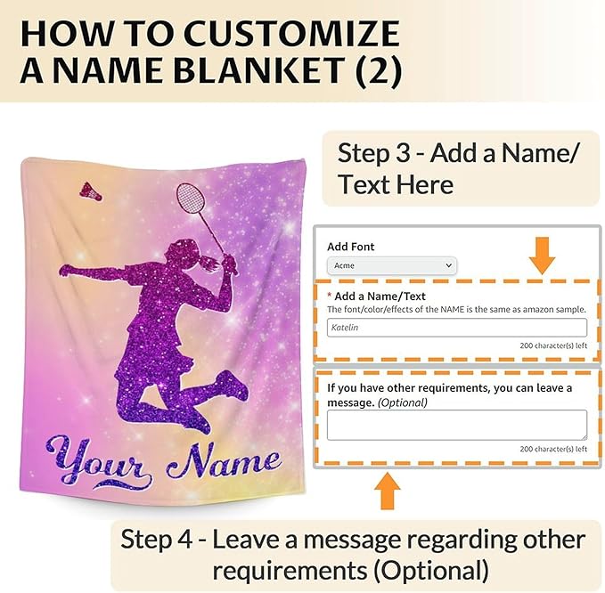 Personalized Girls Blanket Gifts-Badminton Throw Blanket for Babies Kids- 30x40 Inches Pink Soft Sport Blankets for Nap Couch Sofa- Custom Badminton Lovers Gifts
