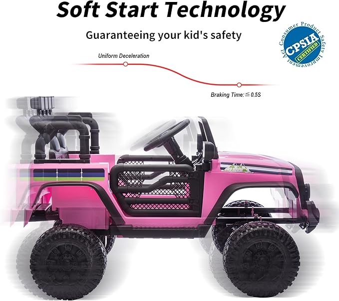 24V Ride on Toy Car, Kids Electric Vehicle 24 Volt Kids Ride on Car w/Remote Control, 3 Speeds – Light Pink