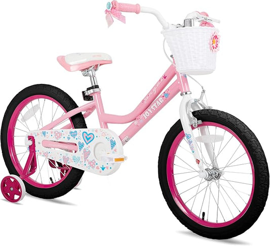 JOYSTAR Angel Girls Bike for Toddlers and Kids Ages 2-13 Years Old, 12 14 16 18 20 Inch Kids Bike with Training Wheels & Basket, 20 24 Inch Girls Bicycle with Handbrake & Kickstand