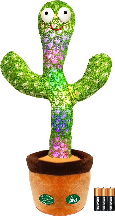 Pbooo Dancing Talking Cactus Toy,Talking Repeat Singing Sunny Cactus Toy 120 Pcs Songs for Baby 15S Record Your Sound Volume Adjustment