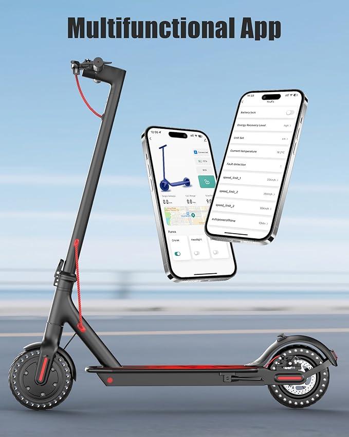 Electric Scooter for Adults, Peak 500W/650W Motor, 19/21 MPH Max Speed, 21/23 Miles Range, 36V Battery, 8.5" Solid Tires, App Control, Lightweight, Foldable Electric Scooter for Commuting, UL2272