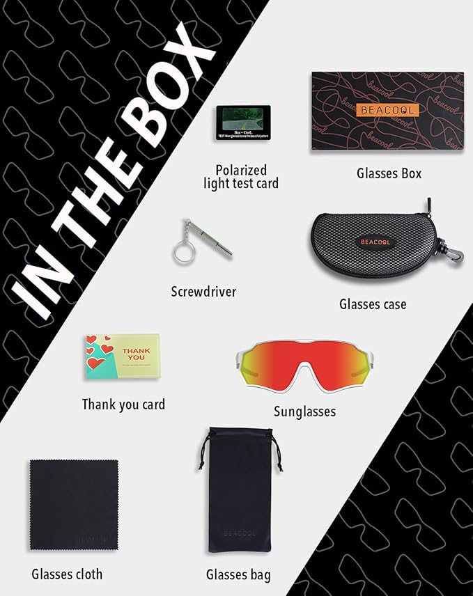 BEACOOL Polarized Running Sunglasses for Men Women UV400 Protection TR90 Sport Sunglasses for Fishing Cycling Baseball