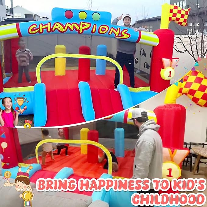 AKEYDIY Bounce House Ball Game Park- Large Bounce House for Kids 8-12, Sports Mania Bouncy House with Large Bounce Area/Dual Slides Inflatable Bouncer with Blower - Huge16ft x10ft