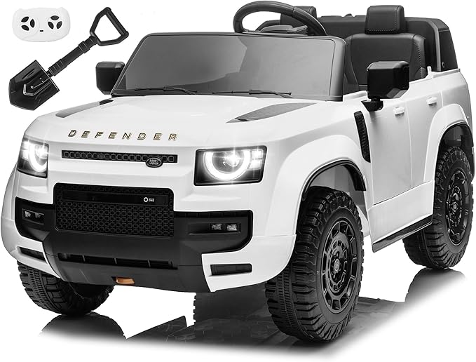 24V Licensed Land Rover 2 Seater Ride on Car for Kids, Battery Powered Electric Car Ride on Vehicle with Parent Remote Control, LED Light, Spring Suspension, Suitable for Aged 3-8, White
