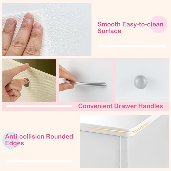 Costzon Kids Vanity with Lights, Princess Makeup Dressing Desk with Mirror and Stool, Storage Drawers, Shelves, Vanity Table and Chair Set for Little Girls (White)