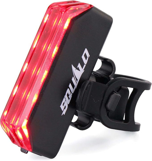 SQUALO 30 Lumens USB Rechargeable Bike Taillight, Clip on Bike Rear Light with 3 Light Modes 100m Viewable Range 120° Visibility IPX5 Waterproof for Cycling Safety