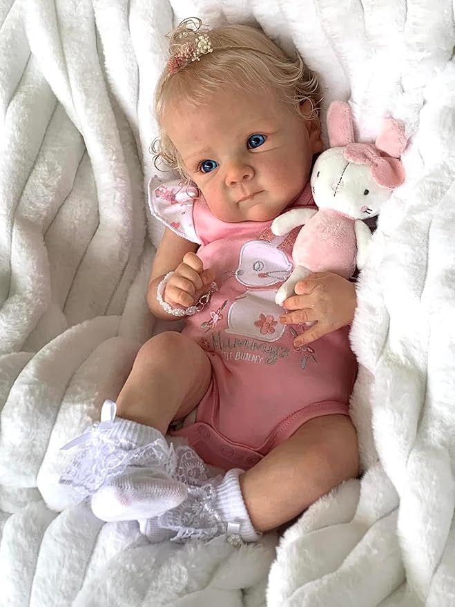 Lifelike Reborn Baby Dolls - 18 Inch Realistic Newborn Baby Doll with Weighted Soft Cloth Body Real Life Baby Dolls with Blonde Hair Birthday Gift for Kids Age 3+