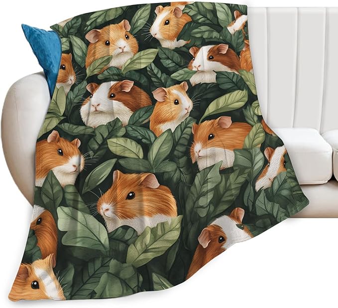 Guinea Pig Blanket, Guinea Pigs Printed Throw Blanket, Pet Gifts Blankets Stuff Fleece Flannel Plush for Women Men Boys Girls Lovers Adults Soft Bedding for Sofa Bed Office Home Decor 80"x60"