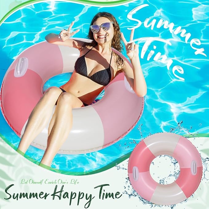 Swimming Pool Tubes-2PCS Inflatable Pool Floats for Adult Swim Ring Pool Floaties Inflatable Swimming Pool Raft Party Water Summer Beach Lounger Float Party Supplies